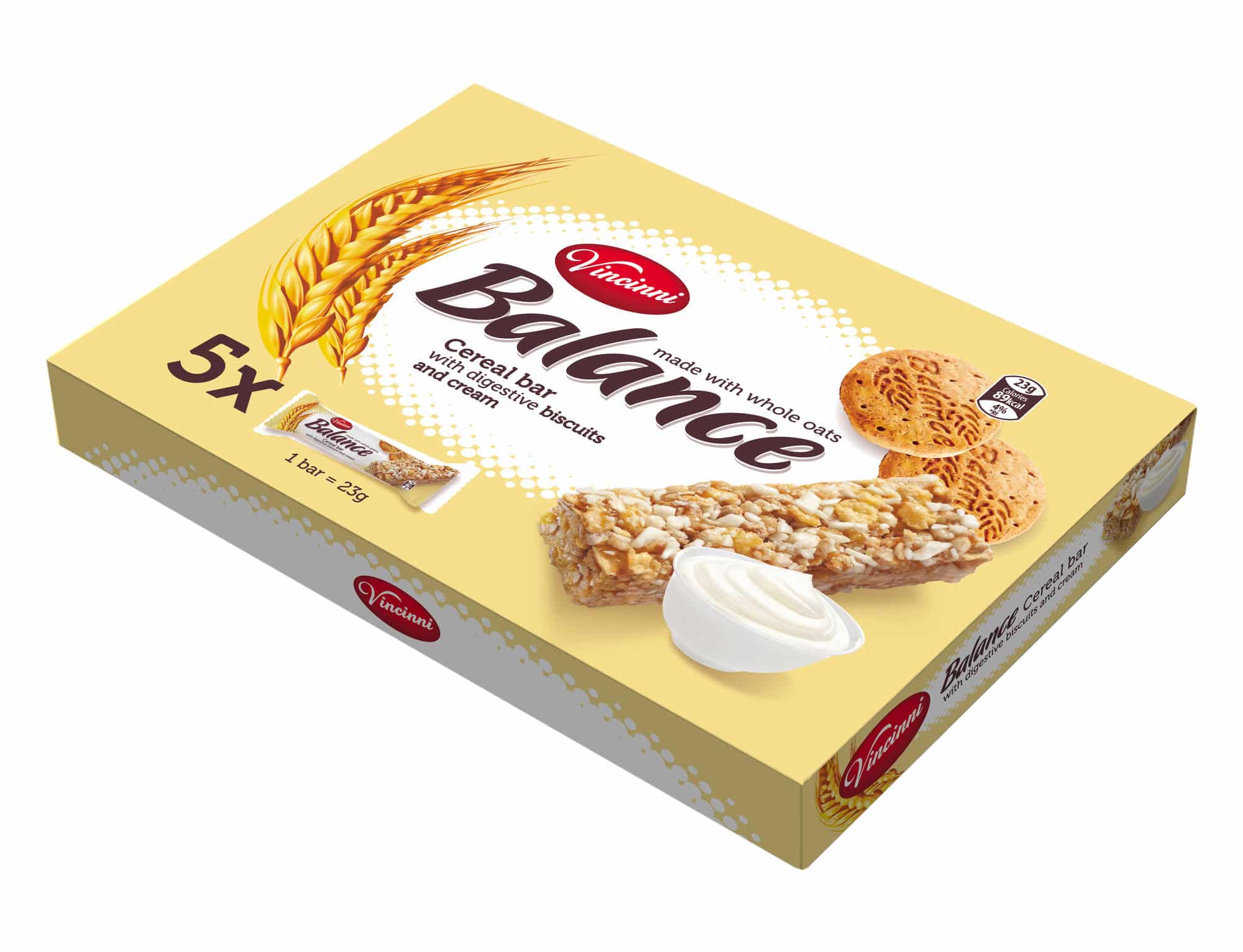 וינצנני חטיפי דגנים עם ביסקוויט וקרם 115 גרם