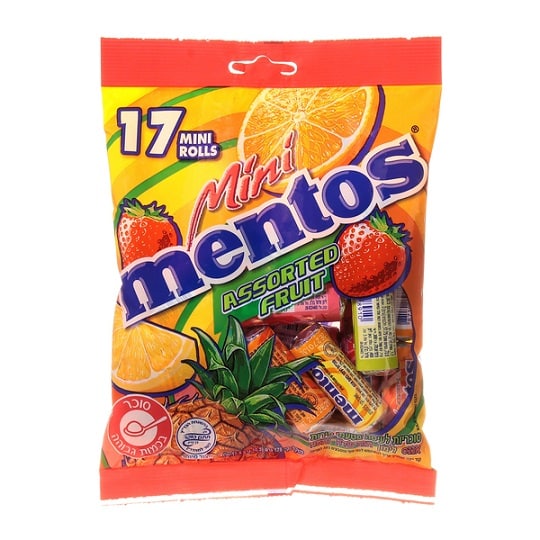 מיני מנטוס סוכריות לעיסה בטעמי פירות 178 גרם