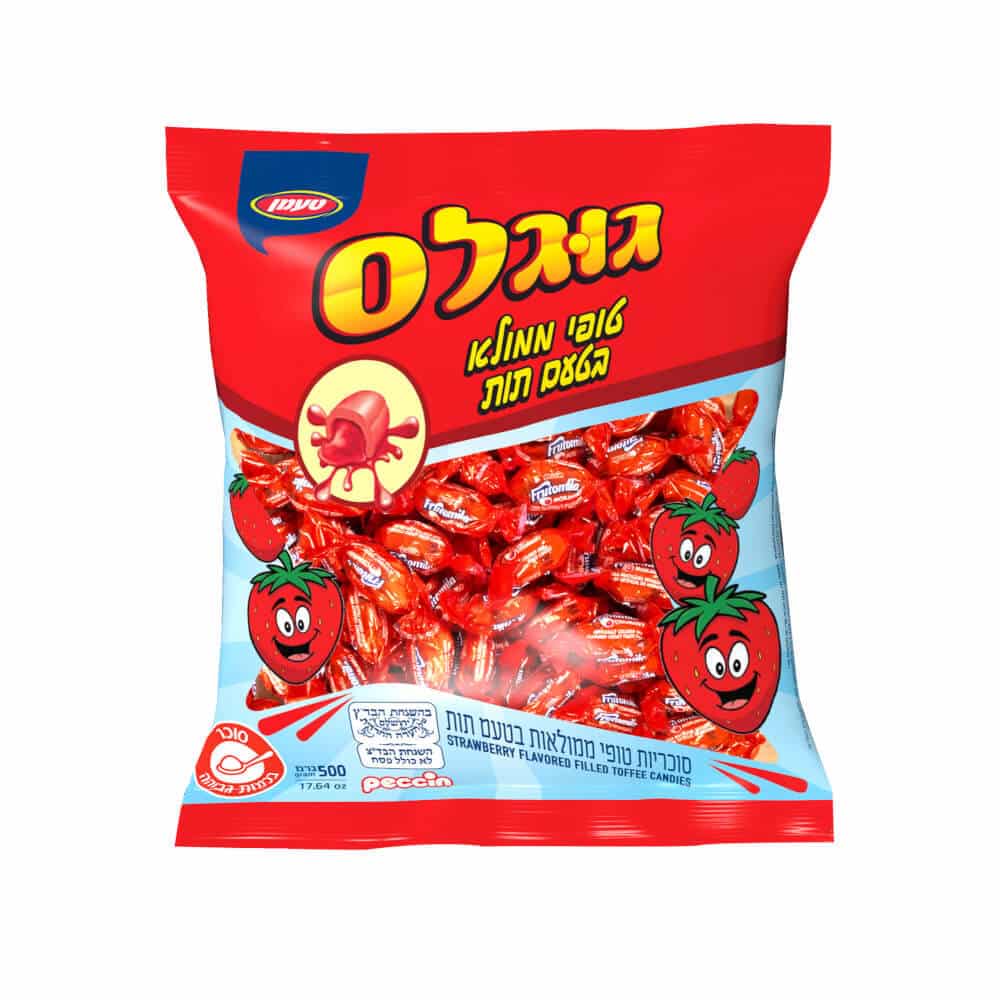 טופי ממולא בטעם תות 500גר' בד