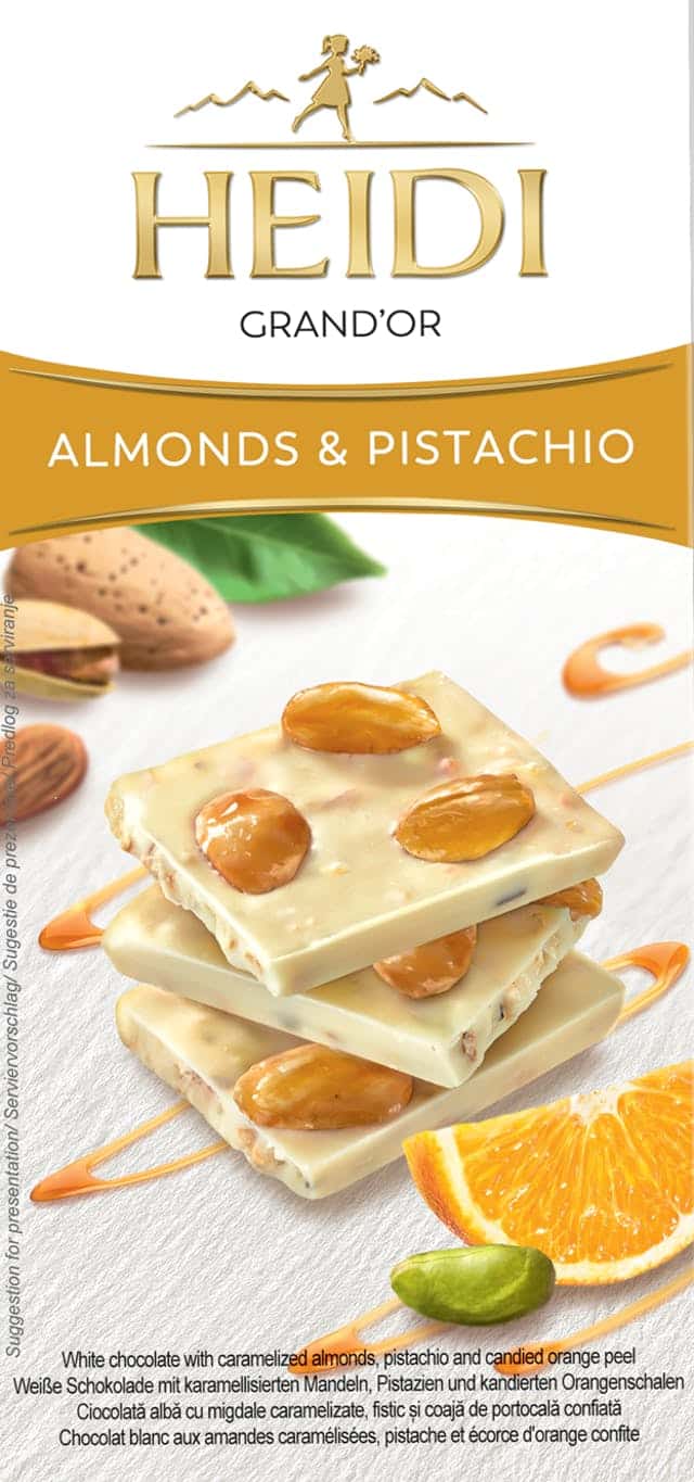 טבלת היידי גראנדור לבן שקד פיסטוק 100ג'