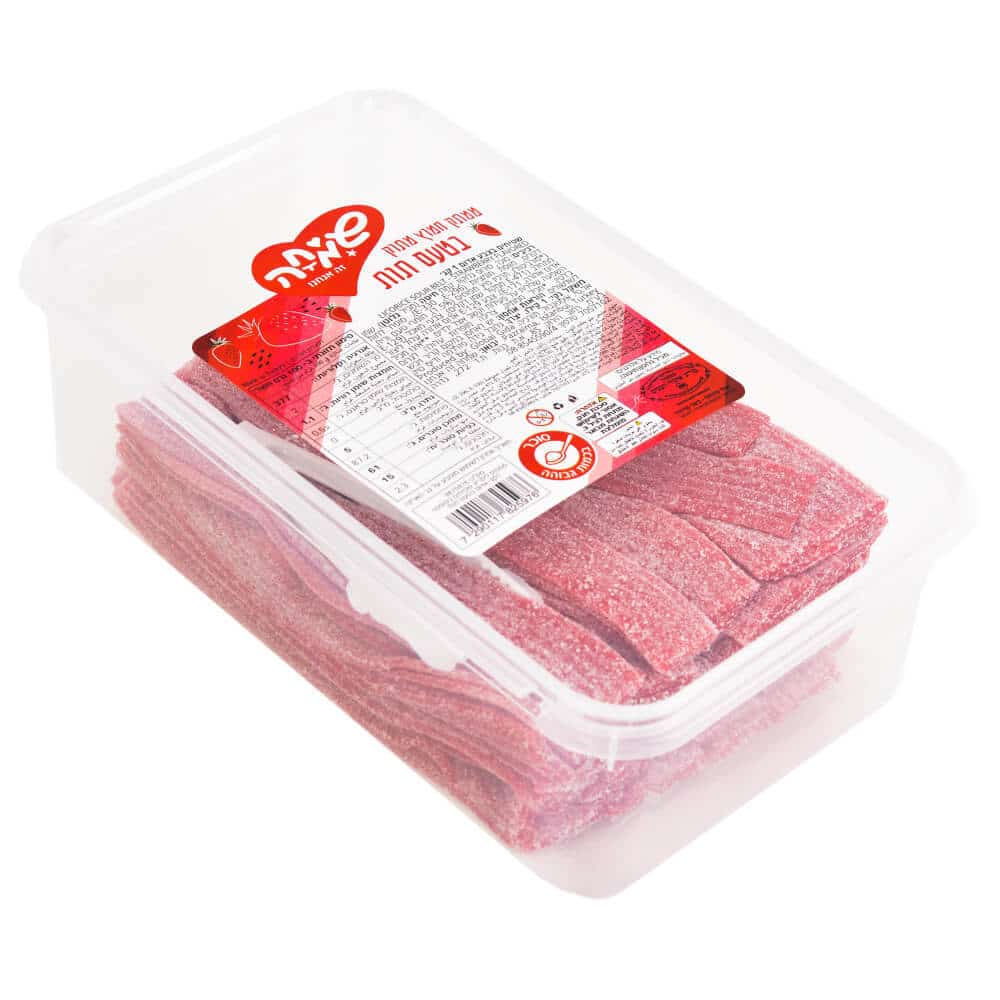 ממתק ליקריץ שטיחים בקופסה 1קג-אדום בטעם תות