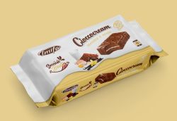 עוגה ספוג מצופה קרם וניל 300 גרם